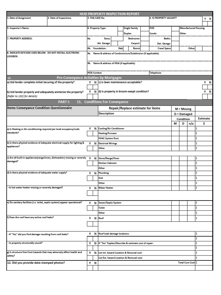 HUD Property Inspection Report Summary | PDF | Basement | Window