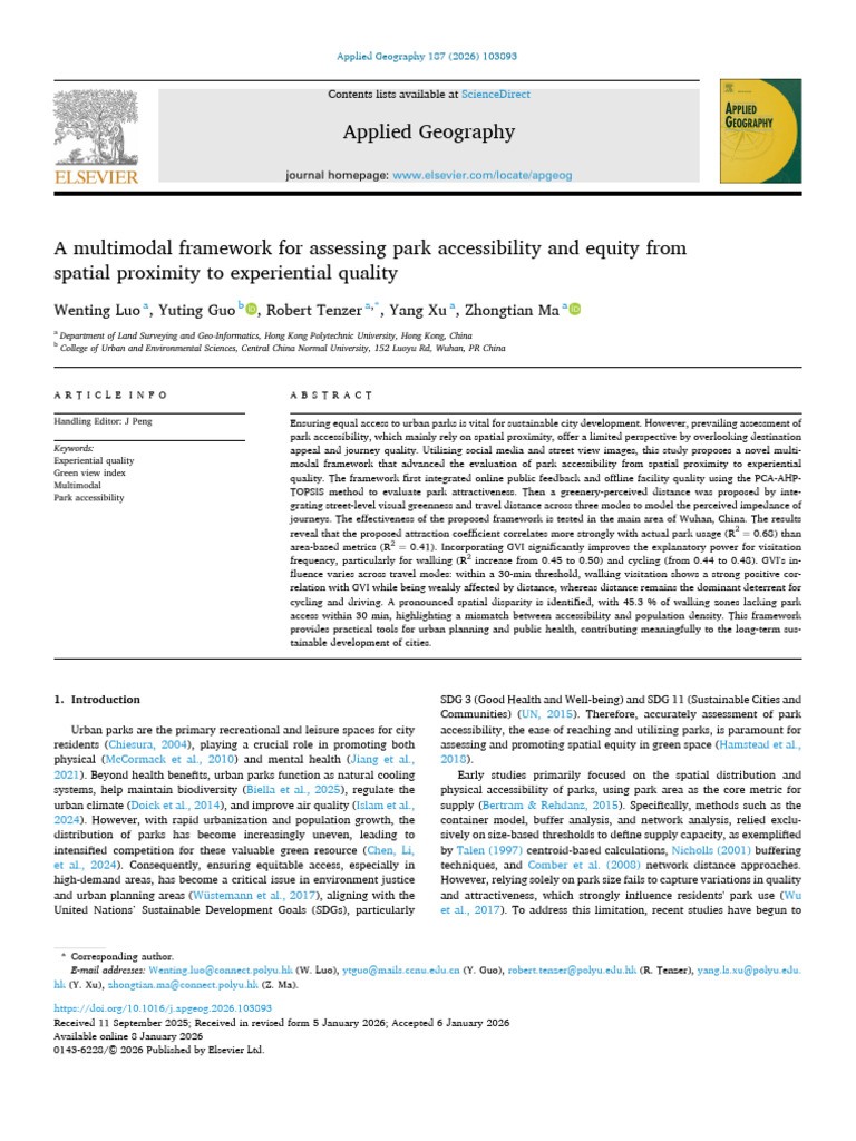 Park Accessibility and Equity Framework | PDF | Principal Component ...