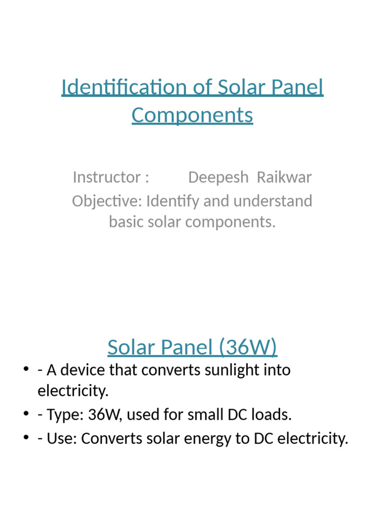 Solar Component Identification...... [Autosaved]-1 | PDF