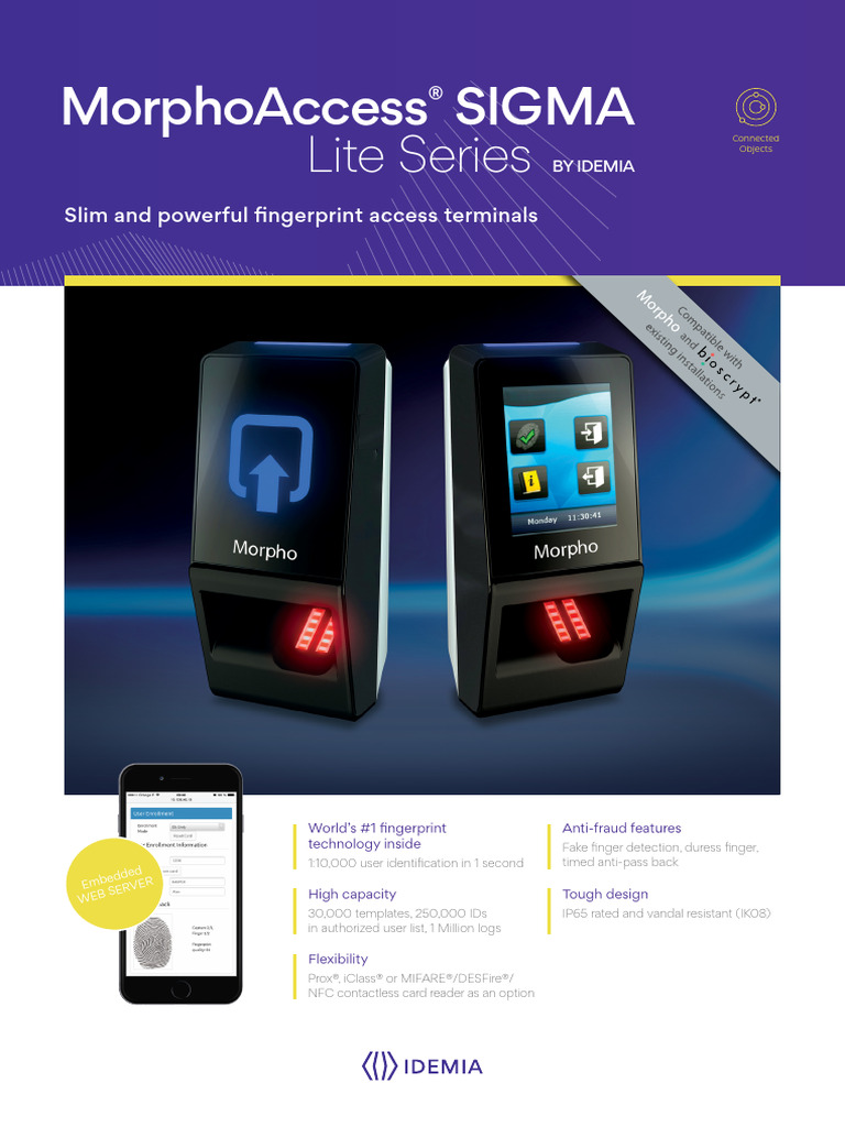 IDEMIA MorphoAccess Sigma Lite Terminals | PDF | Smartphone | Touchscreen