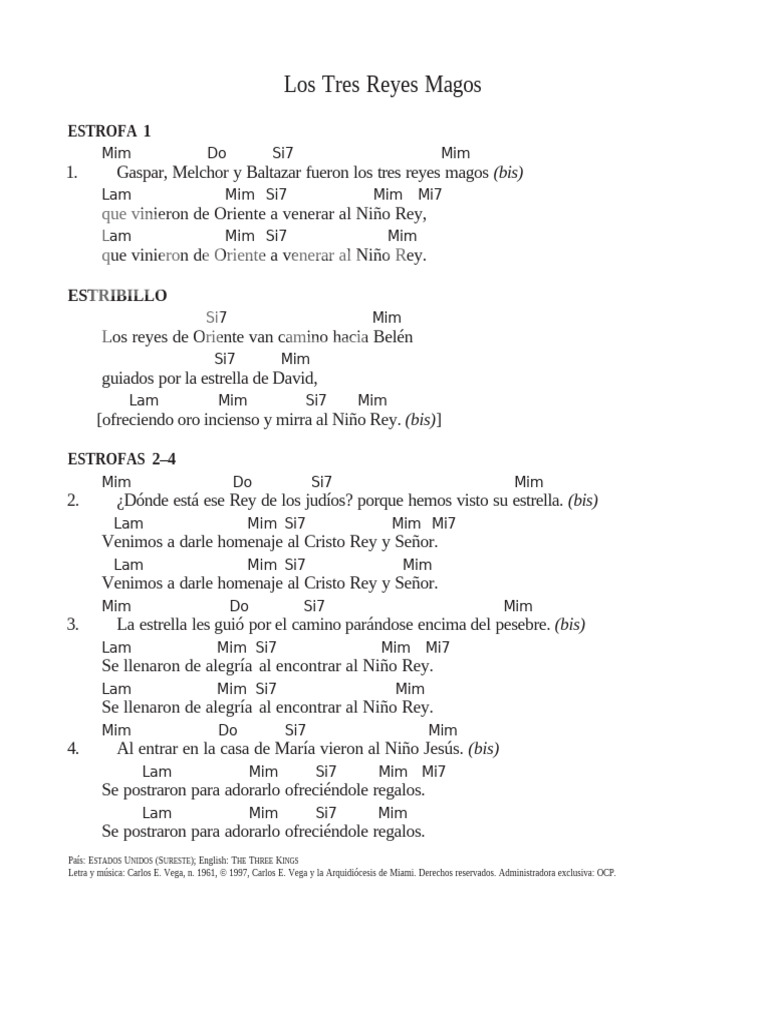 Los Tres Reyes Magos: Letra y Música | PDF | Reyes Magos | Natividad De ...