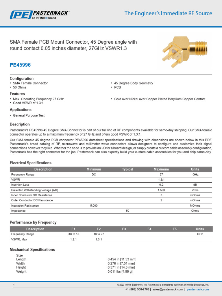 PE45996 | PDF | Electrical Connector | Printed Circuit Board