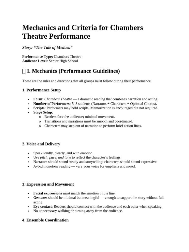 Chambers Theatre Performance Guidelines | PDF | Storytelling | Theatre