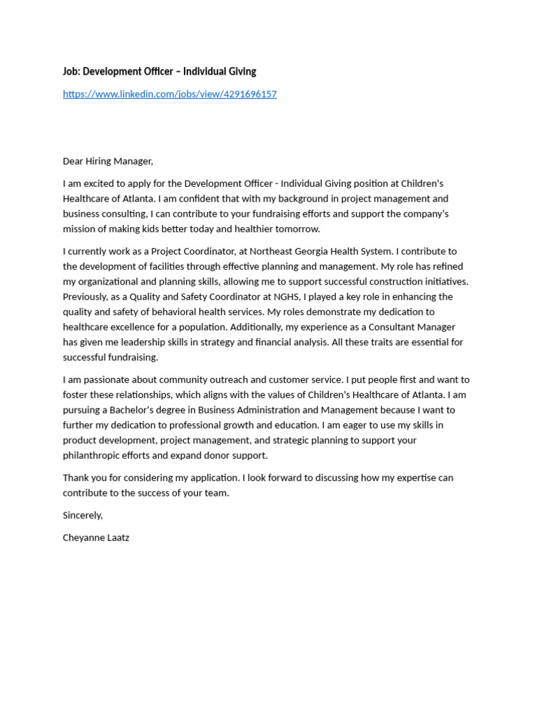 Development Officer Application for Fundraising | PDF | Project ...