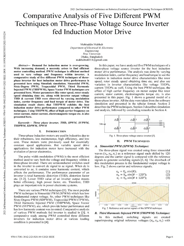 Comparative Analysis of Five Different PWM Techniques on Three-Phase ...