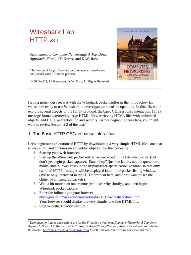 Wireshark HTTP Protocol Lab Guide | PDF | Networking | Internet & Web