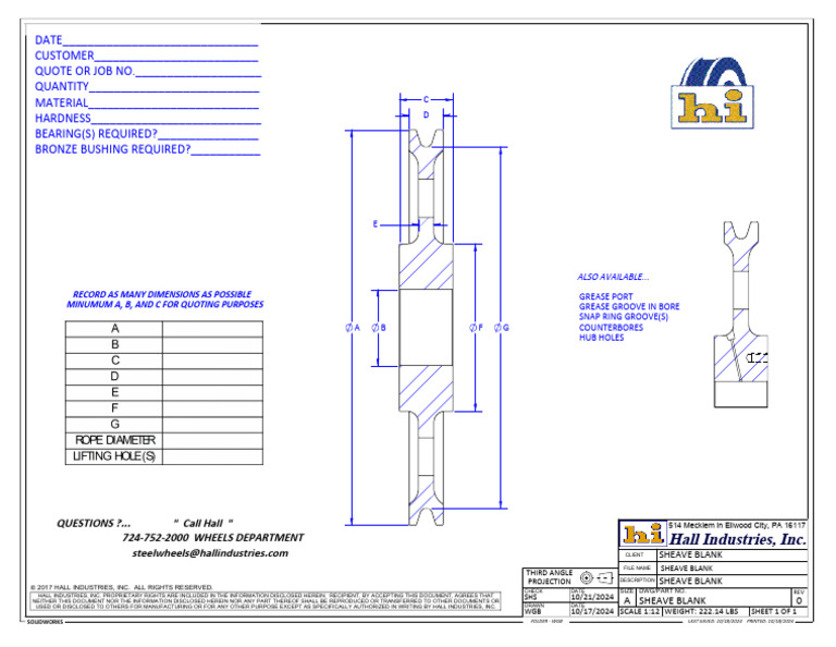 Sheave-blank Quote Sheet | PDF