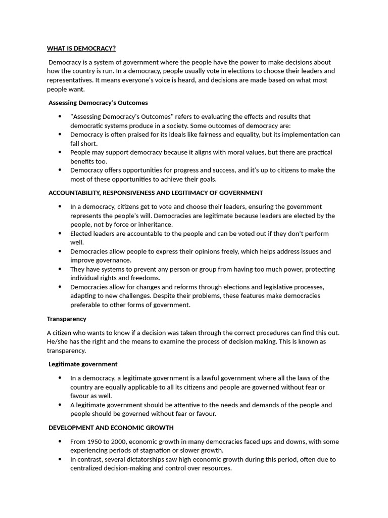 Understanding Democracy's Impact and Value | PDF | Democracy ...