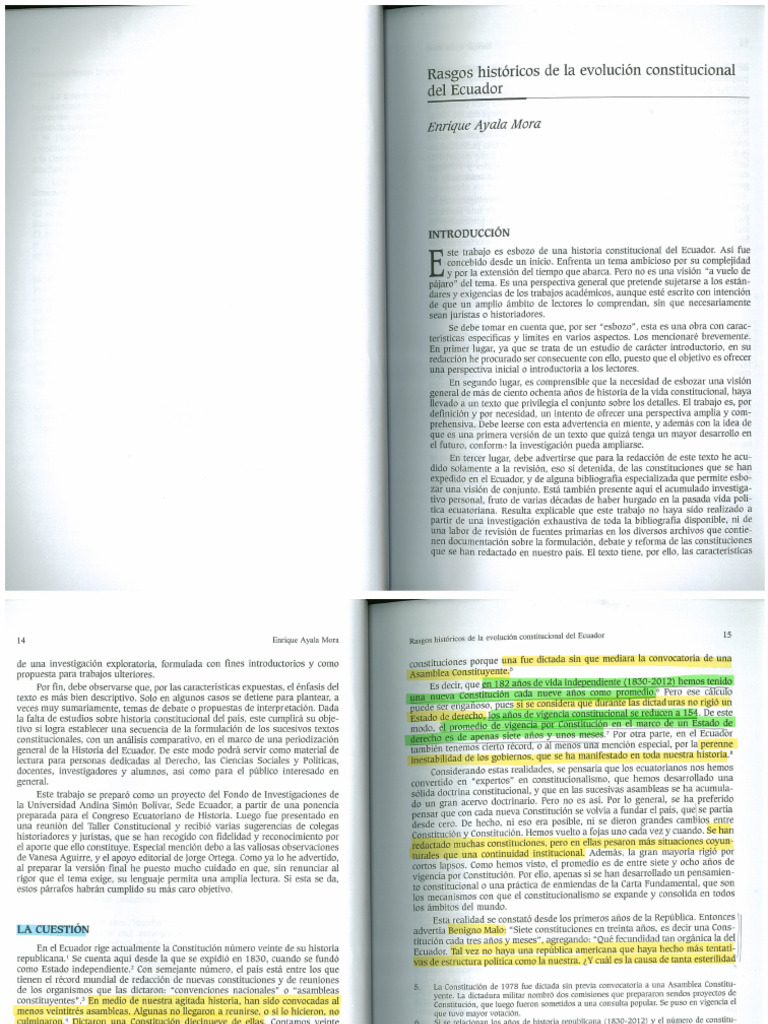 Rasgos de La Evolución Constitucional en Ecuador | PDF