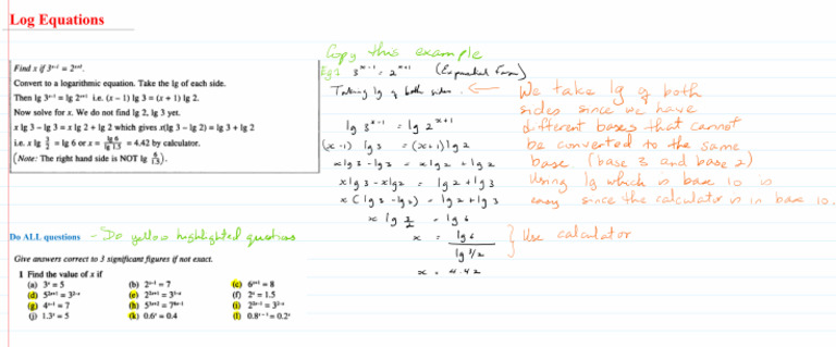Log Equations | PDF