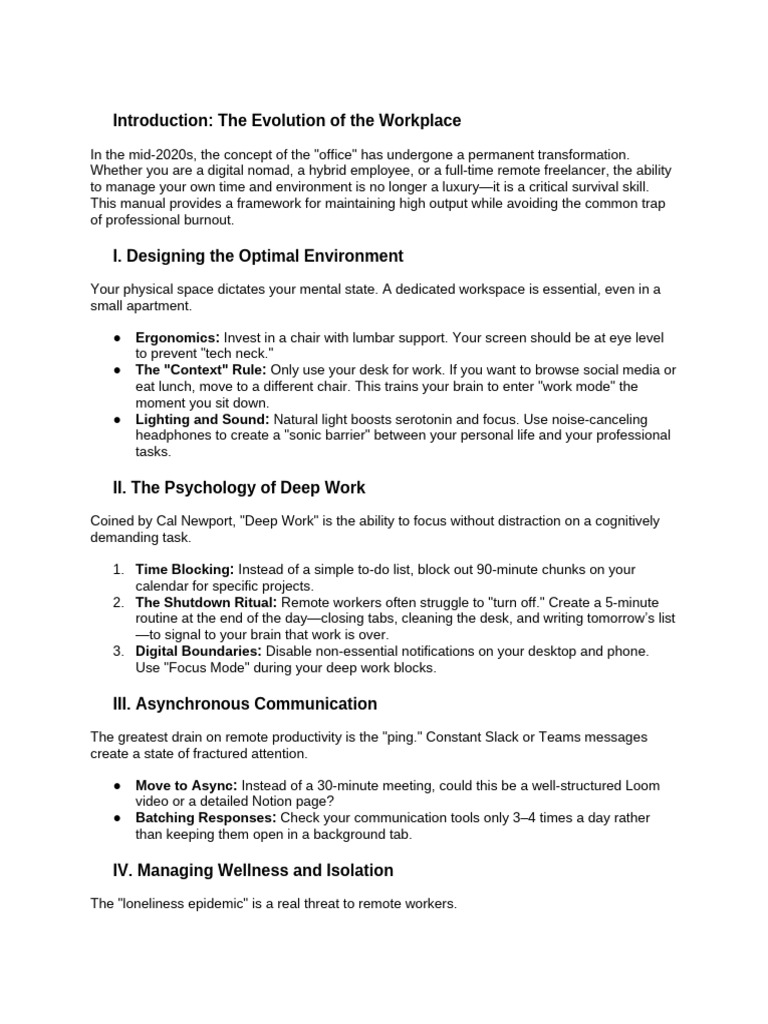 The Modern Remote Work Productivity Manual | PDF | Psychology
