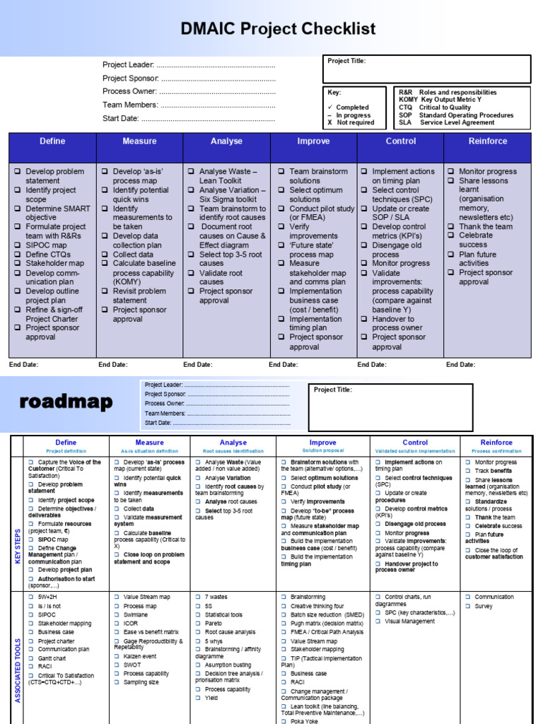 DMAIC Project Management Checklist | PDF | Six Sigma | Analysis Of Variance