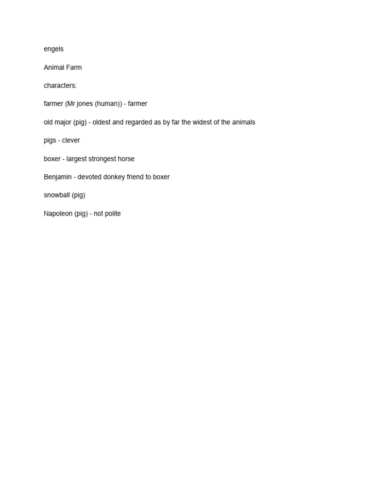 Animal Farm Character Overview | PDF