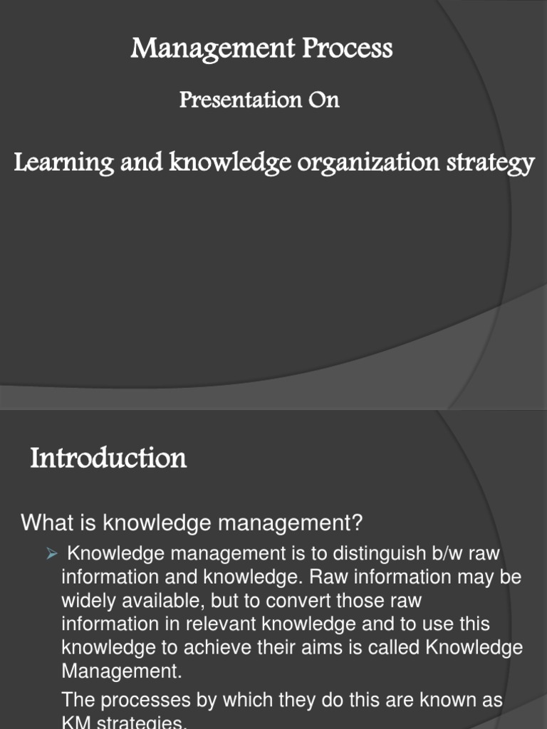 Knowledge Management Strategies Overview | PDF | Knowledge Management ...