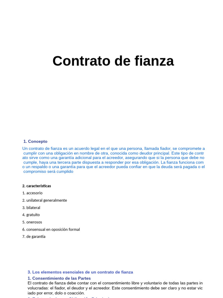Elementos y tipos de contrato de fianza | PDF | Garantía