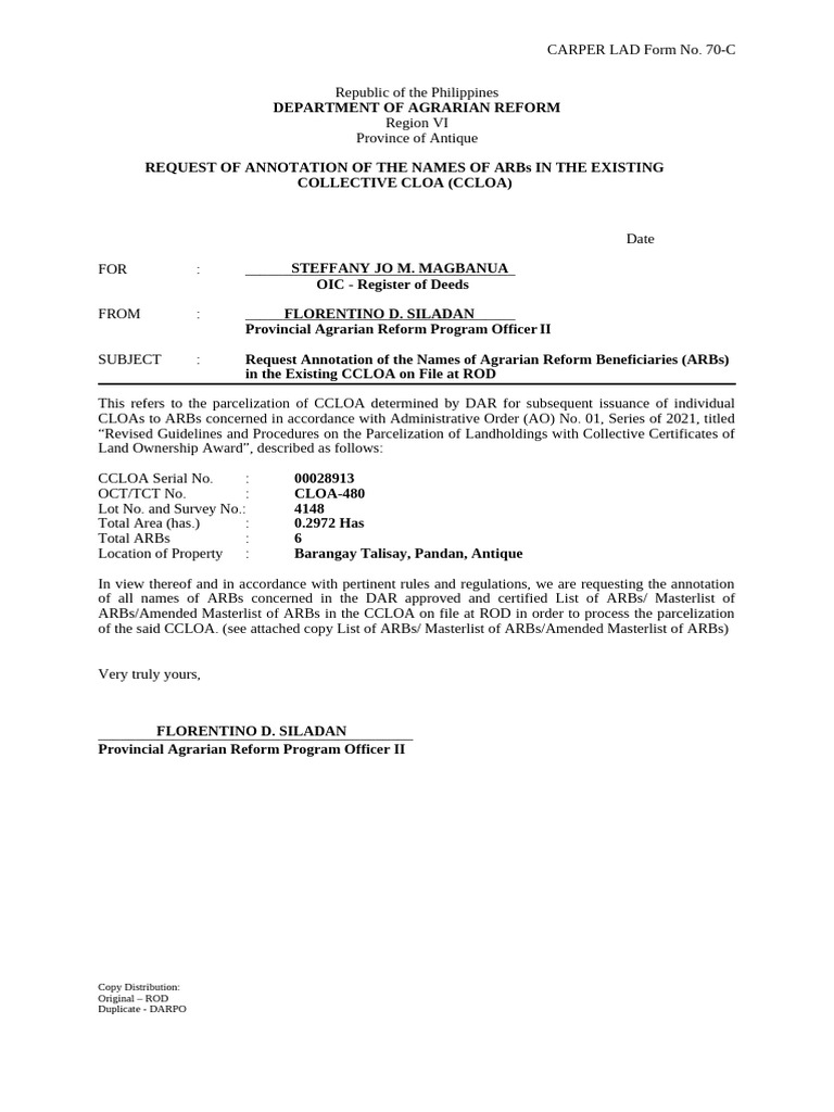 Request for Annotation of ARB Names | PDF