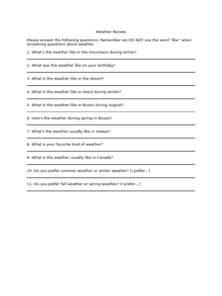 Seasonal Weather Insights and Preferences | PDF