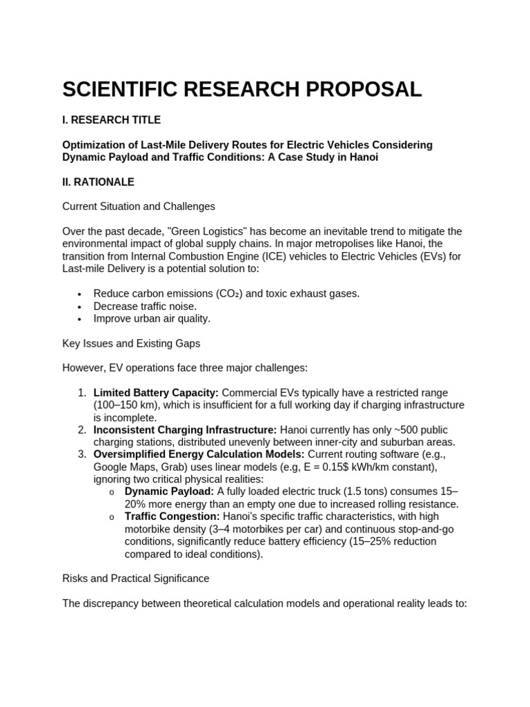 Scientific Research Proposal | PDF | Electric Vehicle | Transport
