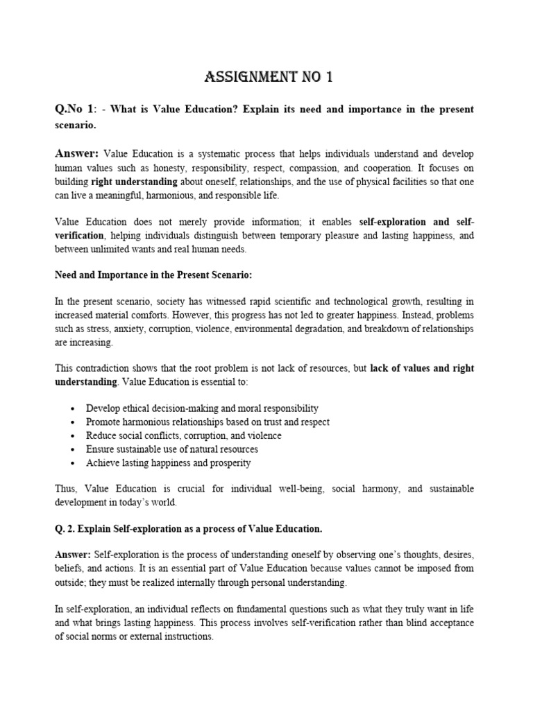 Importance of Value Education Today | PDF | Soil | Happiness