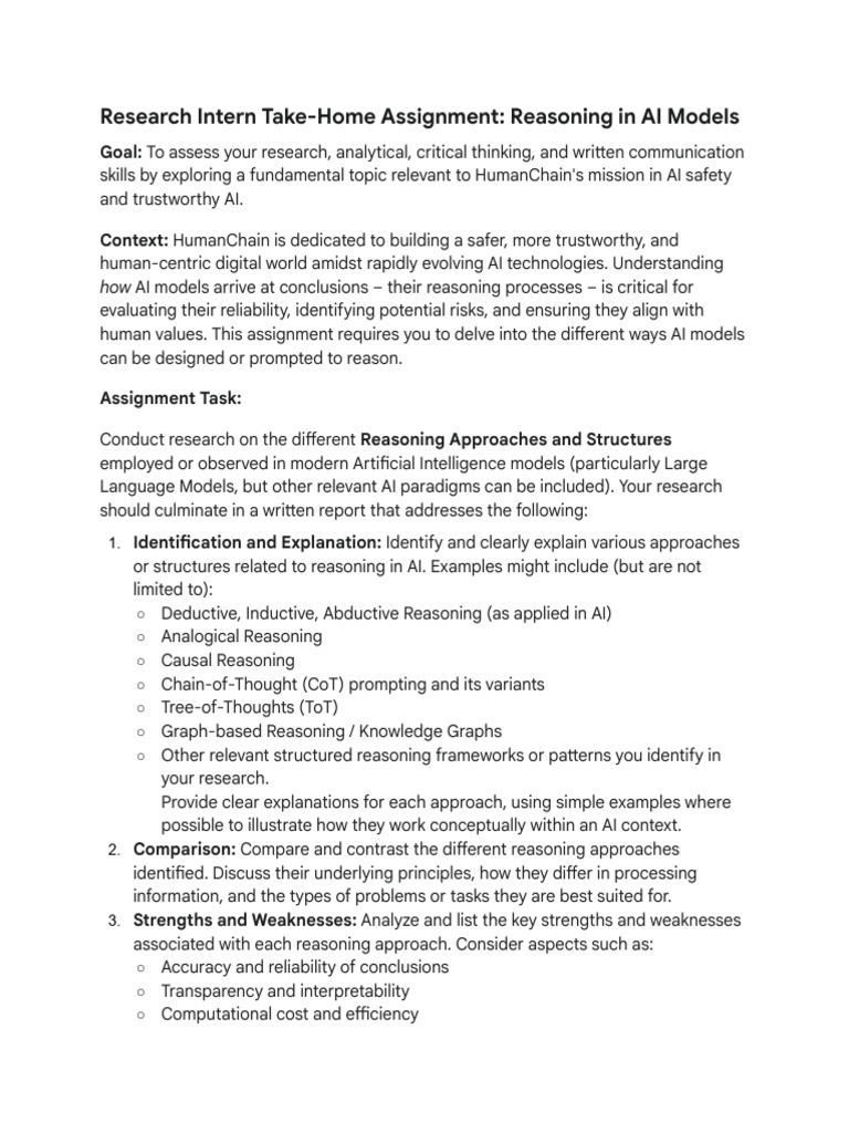 Research Intern Take Home Assignment AI Safety Startup | PDF ...