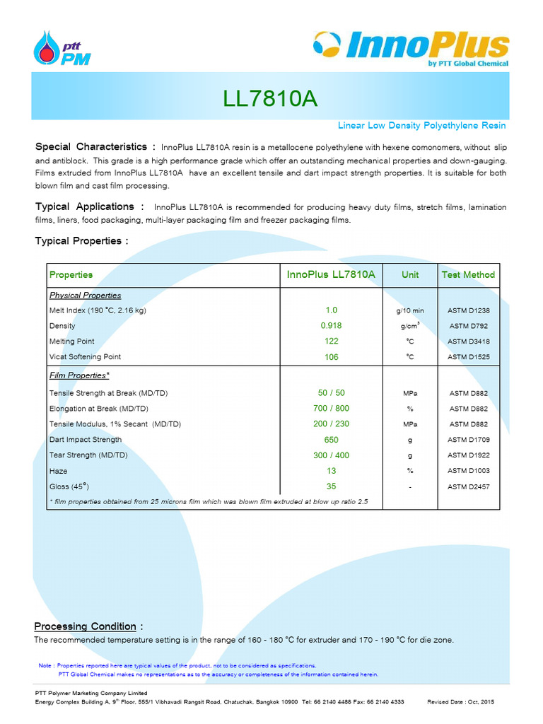 Innoplus LL 7810 A | PDF | Polyethylene | Building Materials