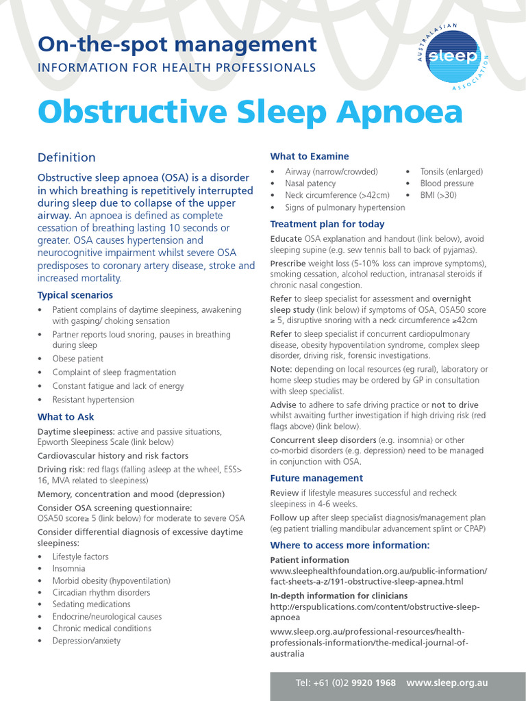 Obstructive Sleep Apnoea (1) | PDF | Sleep Apnea | Snoring