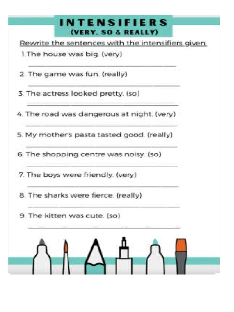 Worksheet Intensifiers | PDF