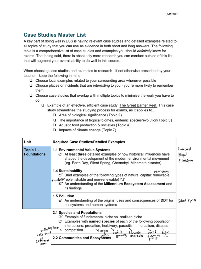Comprehensive Case Studies for ESS Exams | PDF