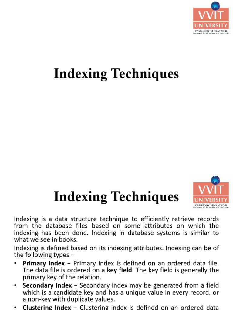 Database Indexing Techniques Explained | PDF | Database Index ...