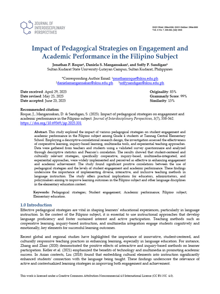 Pedagogical Strategies in Filipino Education | PDF | Pedagogy | Learning