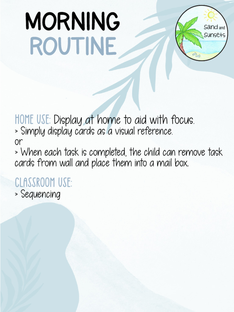 Morning Routine Visual Cards Guide | PDF