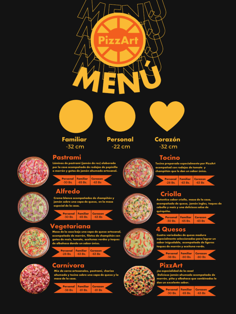 Menú Oficial PizzArt 2022 | PDF | Pizza | Cocina de las Americas