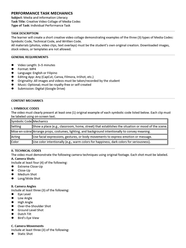 Creative Video Collage Task Guide | PDF | Video | Genre