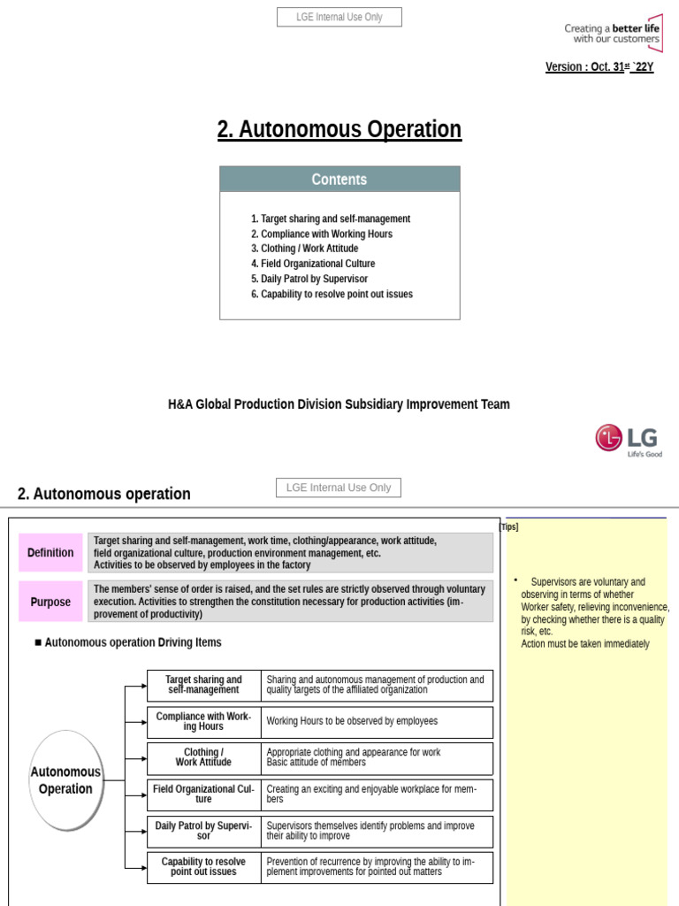 2. Autonomous Operation(Y.23) | PDF | Clothing | Working Time