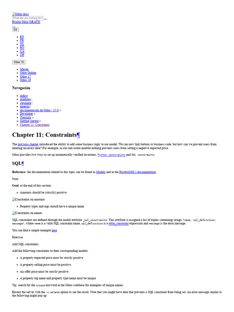 Odoo 15: Implementing Data Constraints | PDF | Sql | Software Development