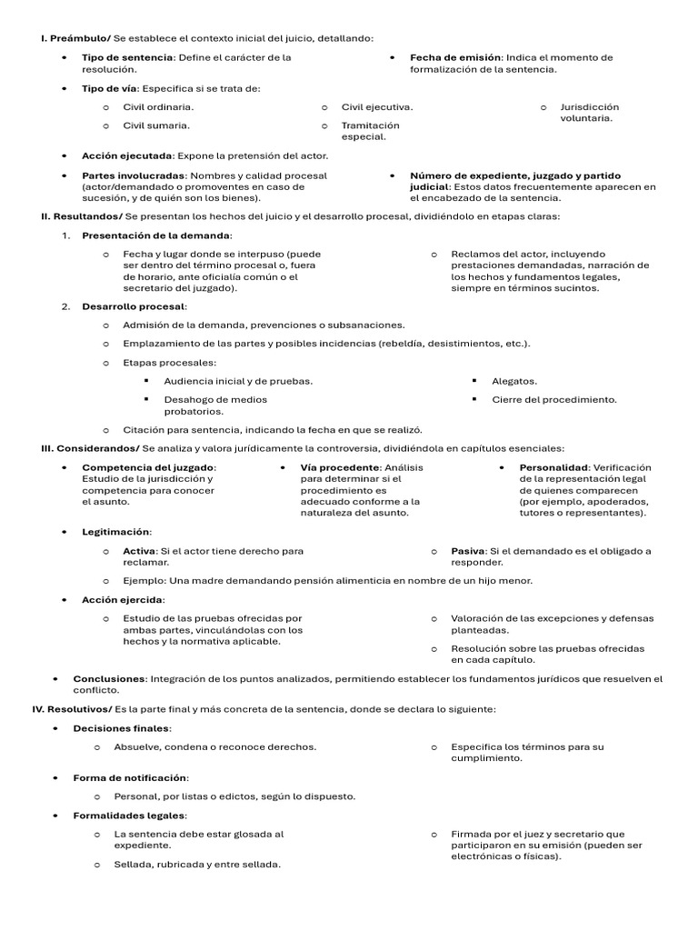 Estructura de una Sentencia Judicial | PDF | Sentencia (ley) | Ley procesal