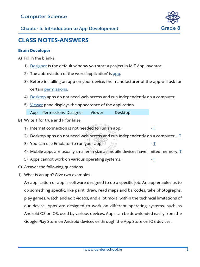 Grade 8 App Development Notes | PDF | Mobile App | Application Software