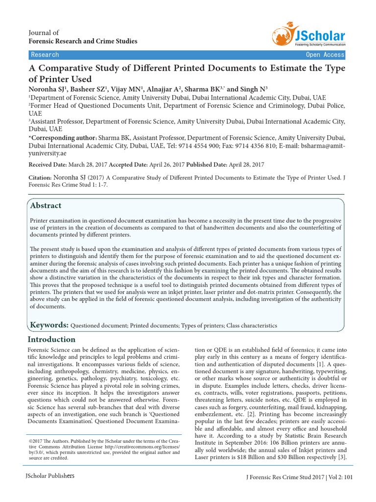 A Comparative Study of Different Printed Documents | PDF | Printer ...