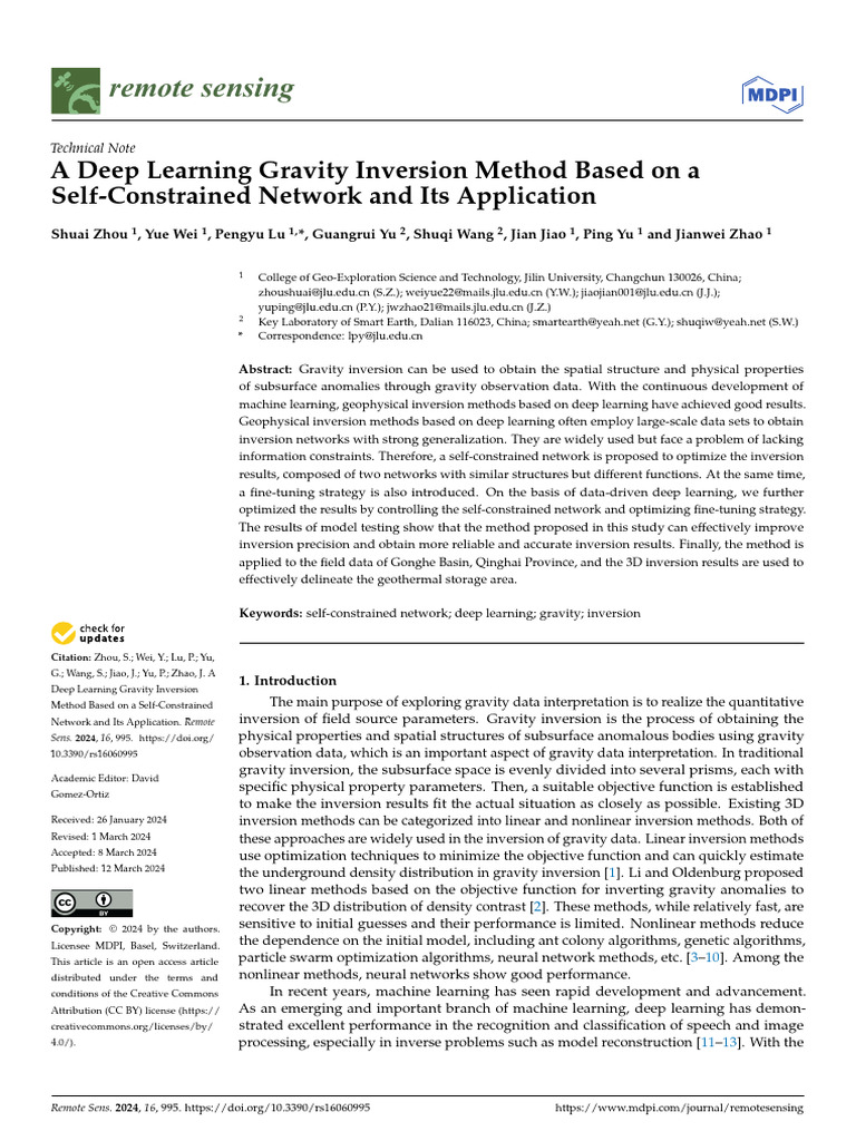 Deep Learning for Gravity Inversion Method | PDF | Inverse Problem ...
