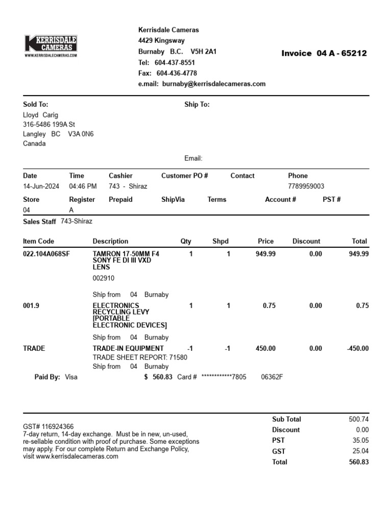 Lloyd Carig Invoice | PDF