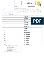 Spelling Pretest Spelling List: Name - 4 Grade 1 9 Weeks - List 4