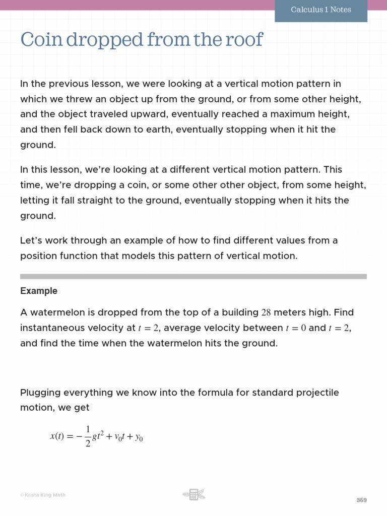 03 Coin Dropped From the Roof | PDF | Velocity | Mechanics