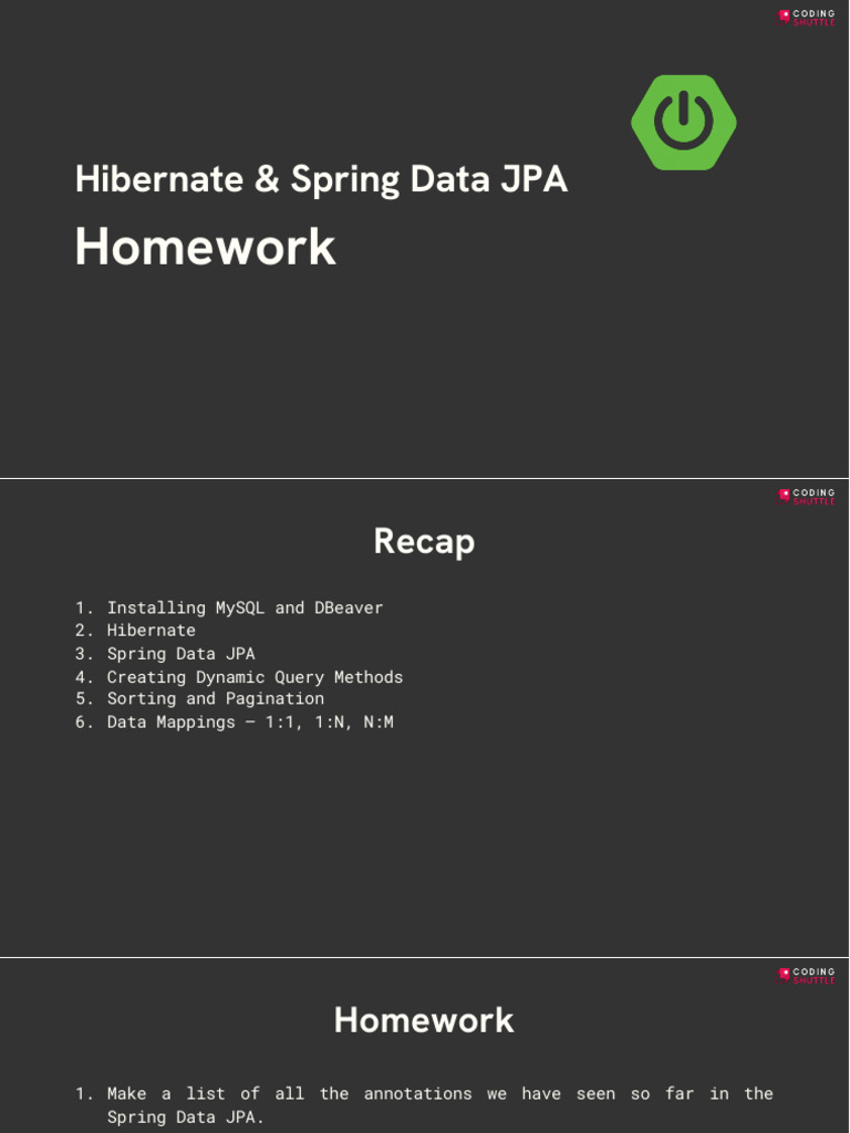 Homework for Spring Data JPA 4571c124ca | PDF