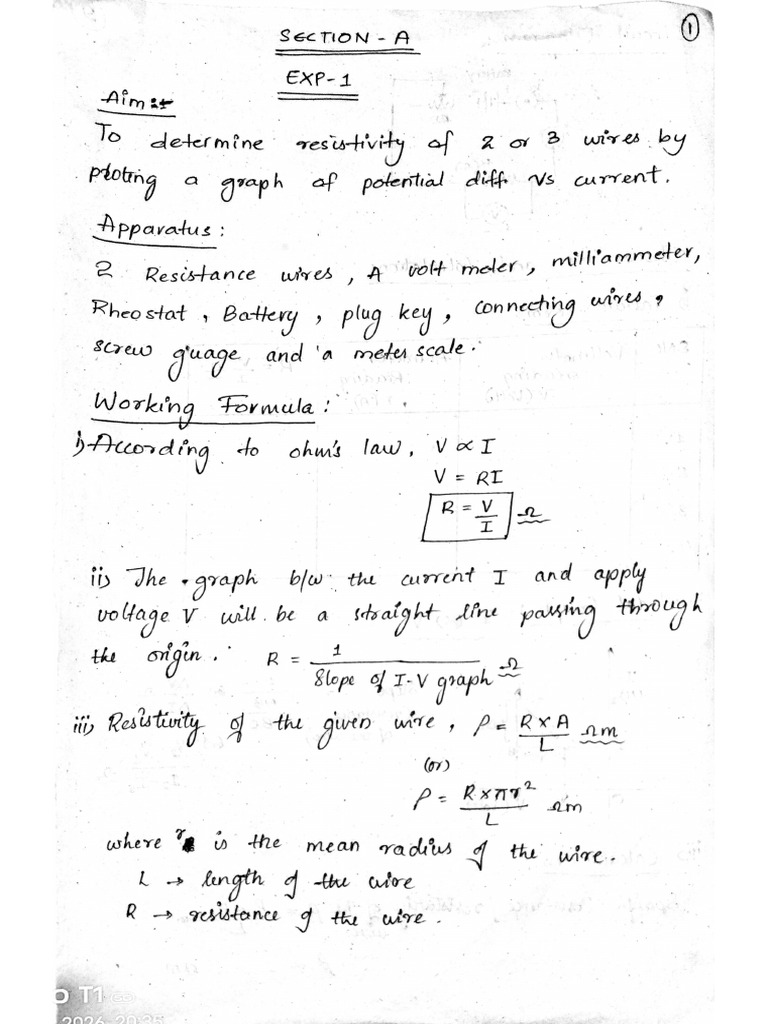 Physics Section A Experiment 1and SectionB Experiment 1 | PDF