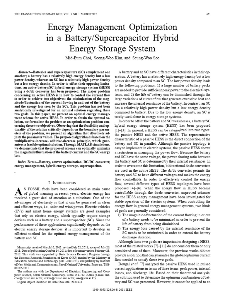 Hybrid Energy Storage System Optimization | PDF | Mathematical ...