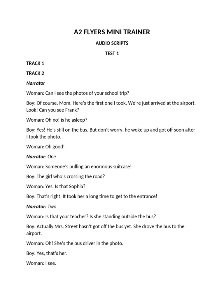 A2 Flyers Mini Trainer Audio Scripts | PDF