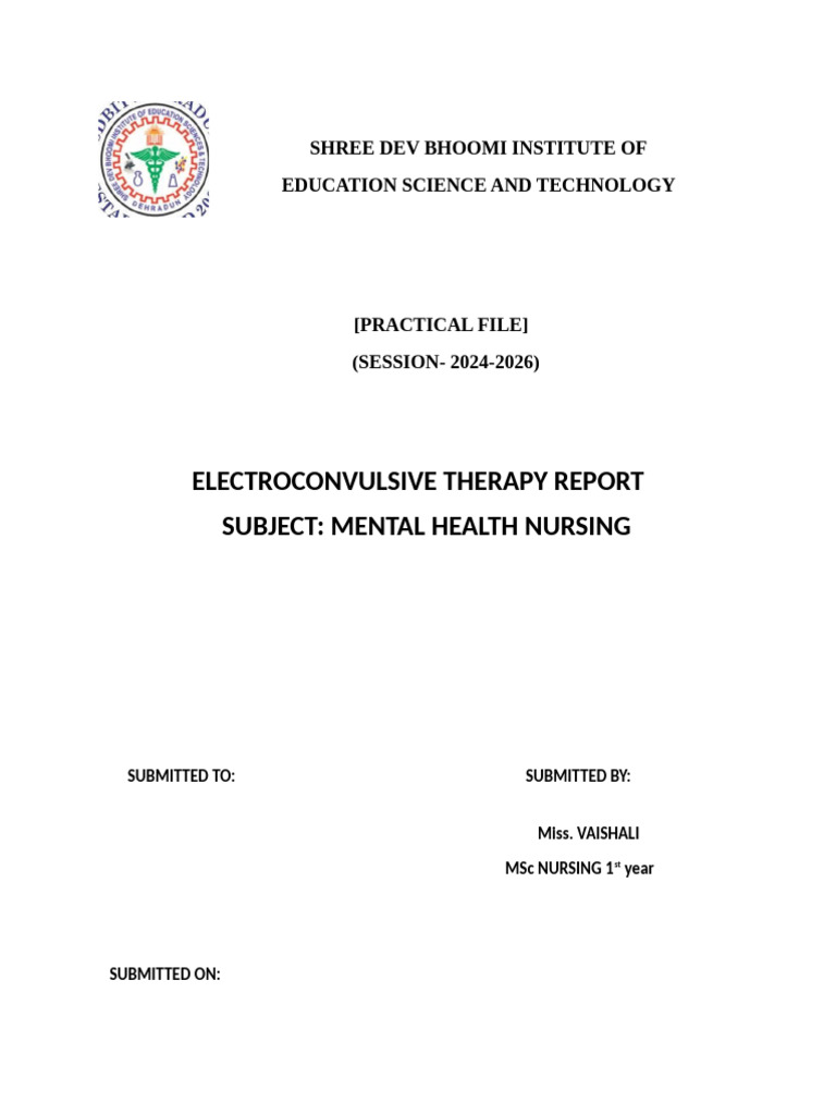 ECT REPORT | PDF | Electroconvulsive Therapy | Major Depressive Disorder