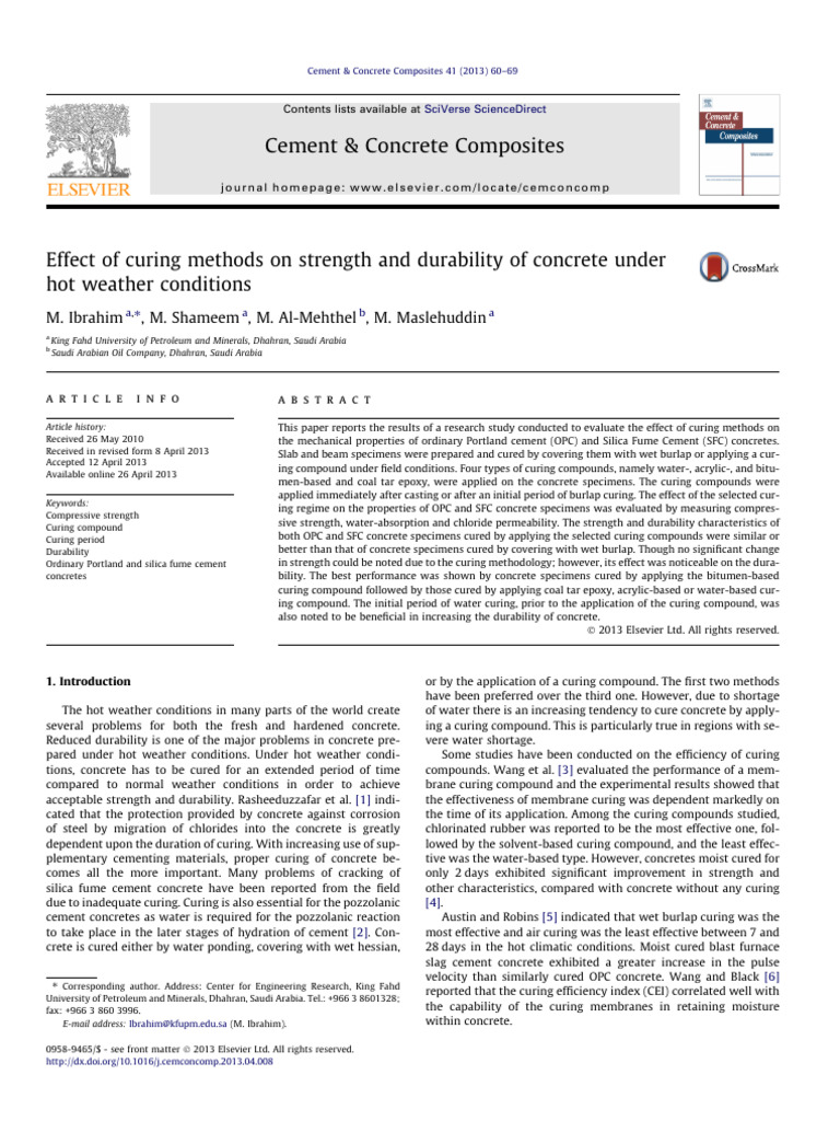 Effect of Curing Methods on Strength and Durability of Concrete Under ...