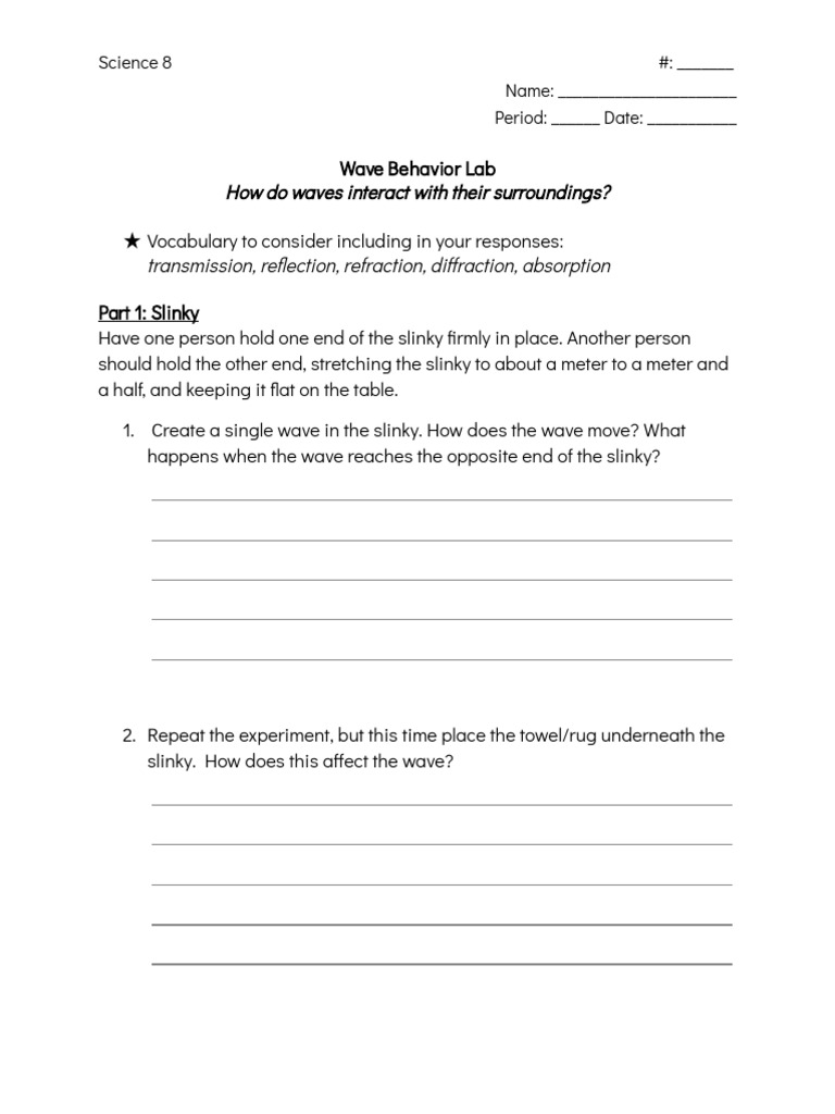 Wave Behavior Lab | PDF | Waves | Scientific Phenomena