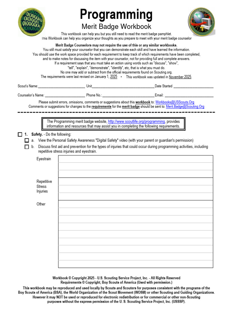 Programming Merit Badge Workbook | PDF | Computer Programming | Scouting
